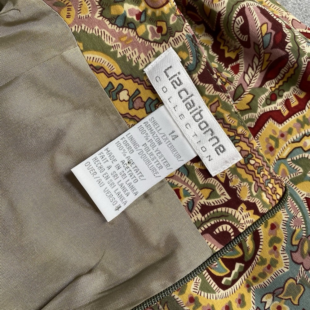 Vtg Liz Claiborne Collection Skirt Womens Size 14 Paisley Faux Wrap Maxi Lined‎ - Picture 8 of 13